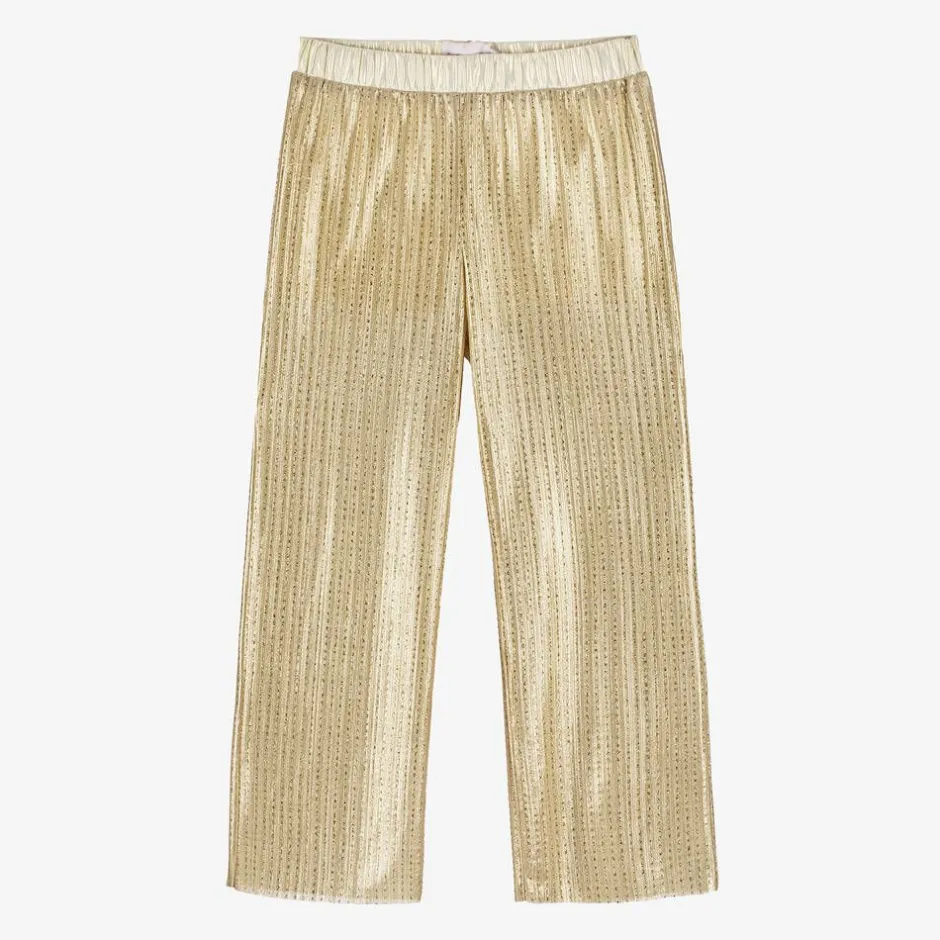 EIRENE Girls Gold Plissé Trousers Hot