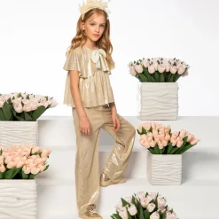 EIRENE Girls Gold Plissé Trousers Hot
