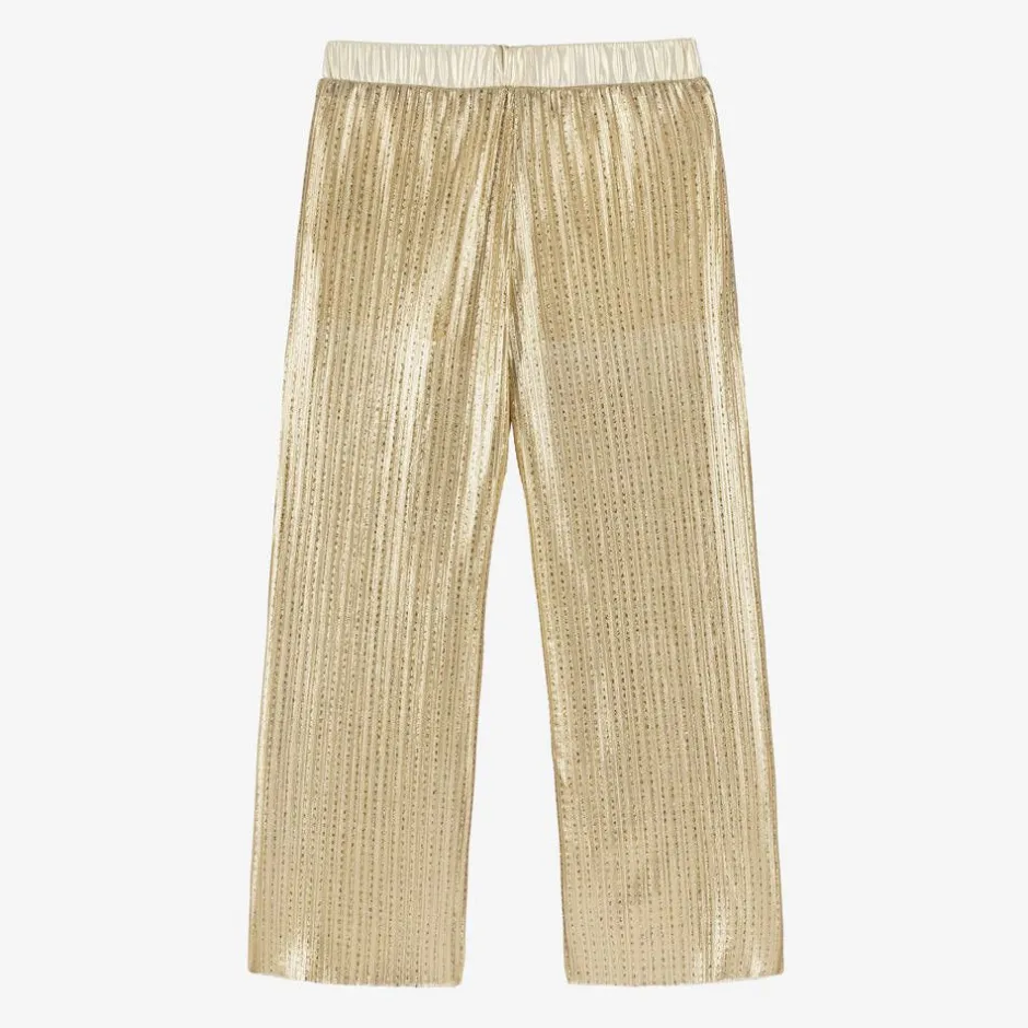 EIRENE Girls Gold Plissé Trousers Hot