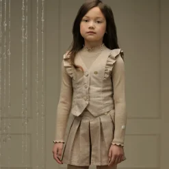 Le Chic Girls Gold Ruffle Waistcoat New