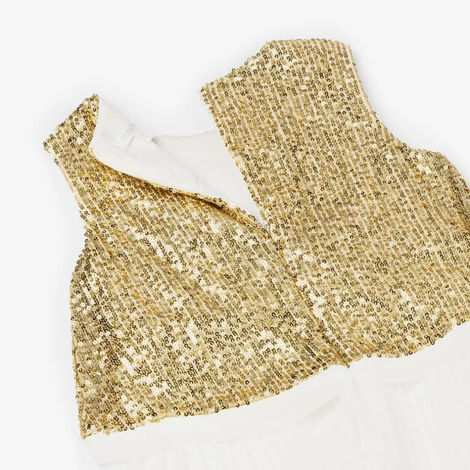 Patachou Girls Gold Sequins & Pleats Jumpsuit Clearance