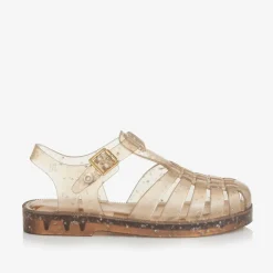 Mini Melissa Girls Gold Star Glitter Jelly Sandals Sale