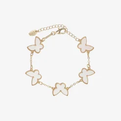 David Charles Girls Gold Tone Ivory Butterfly Bracelet Outlet