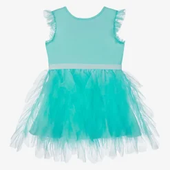 Rachel Riley Girls Green Cotton & Tulle Dress New