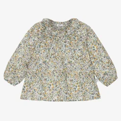 Il Gufo Girls Green Cotton Liberty Floral Blouse Discount