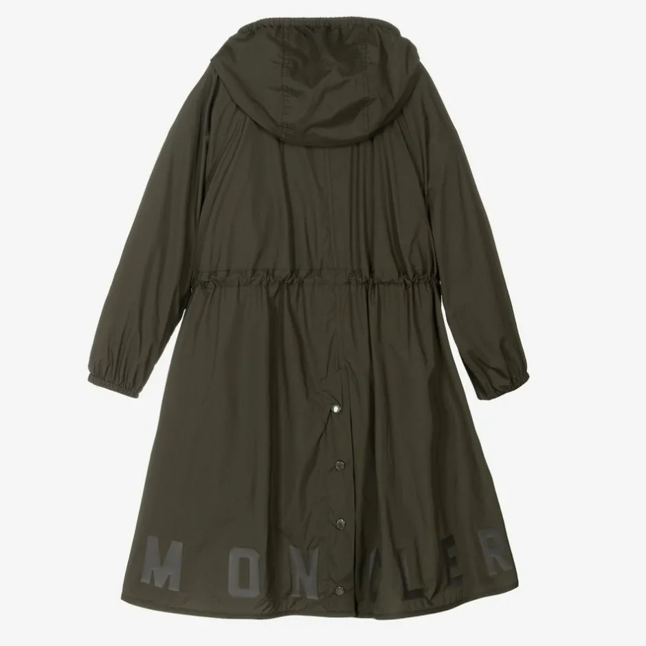 Moncler Enfant Girls Green Down Parka Coat New