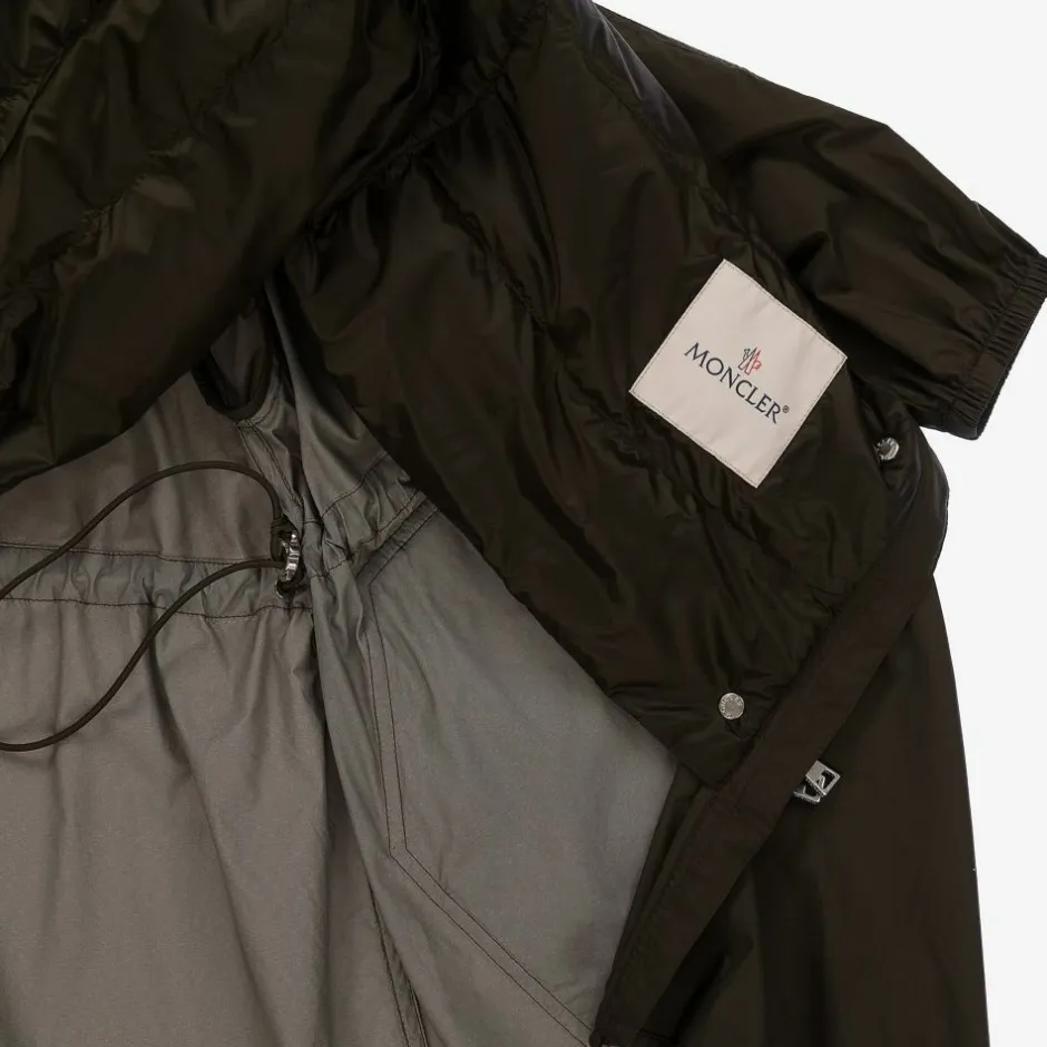 Moncler Enfant Girls Green Down Parka Coat New