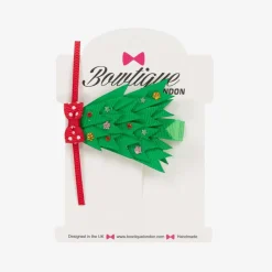 Bowtique London Girls Green Festive Tree Hair Clip (6cm) Clearance