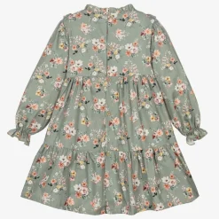 Babidu Girls Green Floral Cotton Dress Sale