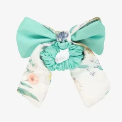 Patachou Girls Green Floral Hair Bow Elastic Clearance