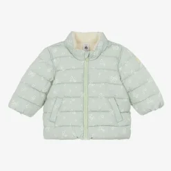 Petit Bateau Girls Green Floral Hooded Puffer Coat Sale