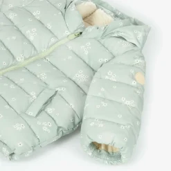 Petit Bateau Girls Green Floral Hooded Puffer Coat Sale