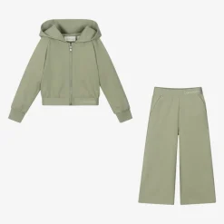 Calvin Klein Girls Green Hooded Zip-Up Tracksuit New