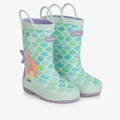 Chipmunks Girls Green Mermaid Rain Boots Hot