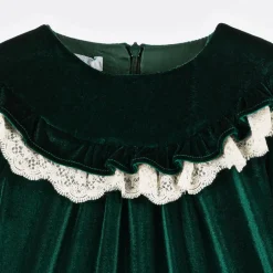 Foque Girls Green Velour Dress Sale