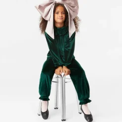 Molo Girls Green Velour Ruffle Blouse Aventurine Clearance