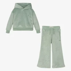Calvin Klein Girls Green Velour Trouser Set Discount