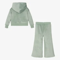 Calvin Klein Girls Green Velour Trouser Set Discount