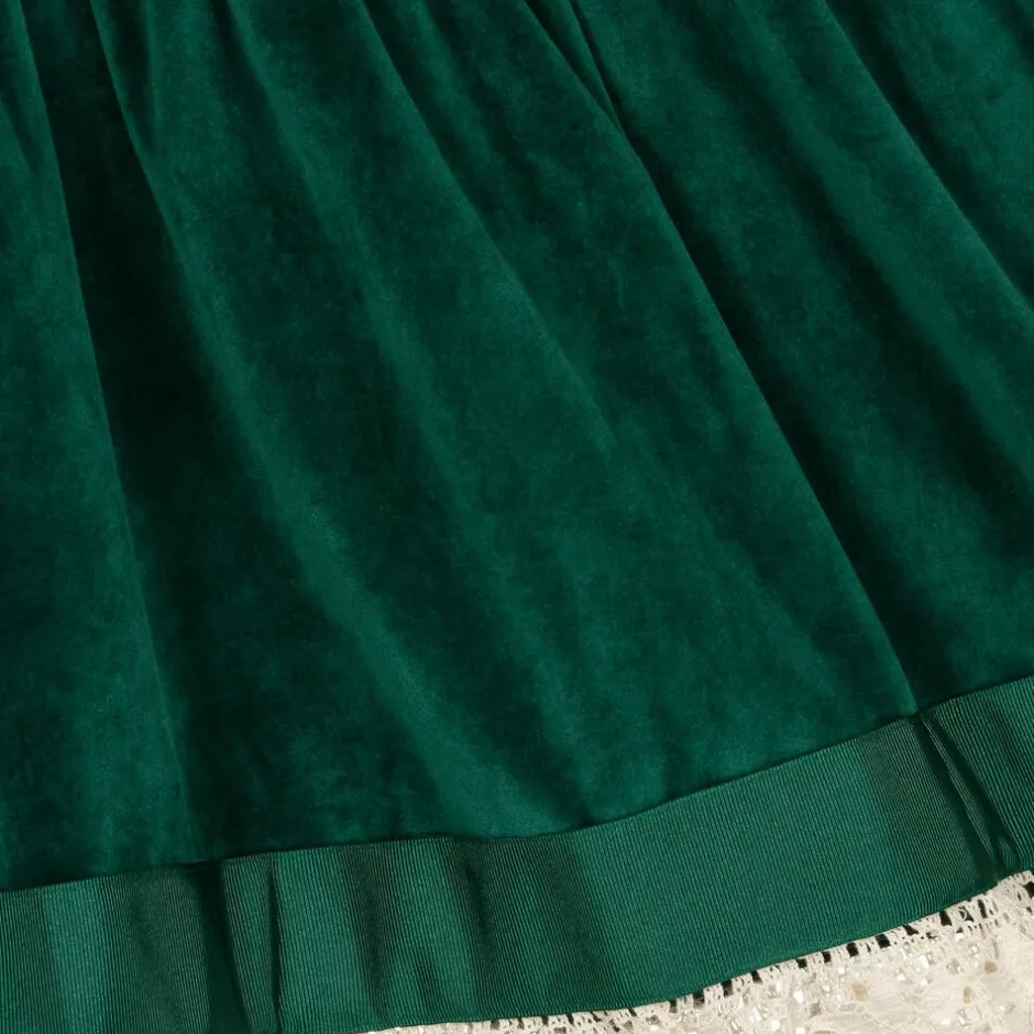 The Middle Daughter Girls Green Velvet & Lace Skirt Hot