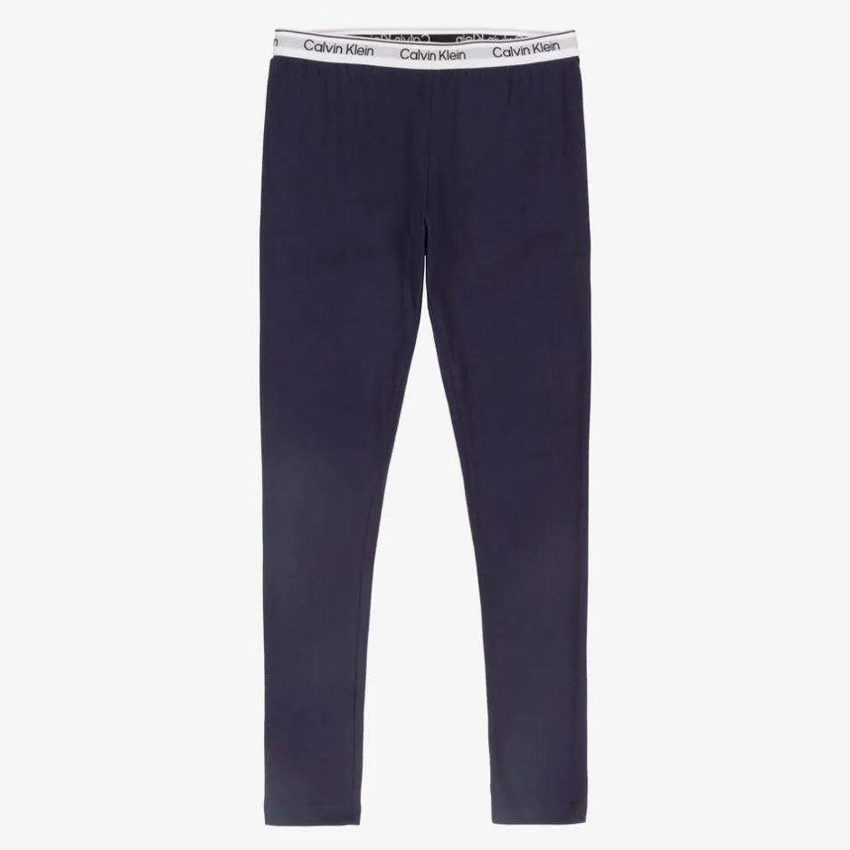 Calvin Klein Girls Grey & Blue Cotton Leggings (2 Pack) Outlet