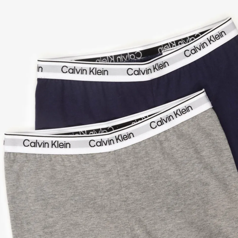 Calvin Klein Girls Grey & Blue Cotton Leggings (2 Pack) Outlet