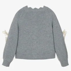 Monnalisa Girls Grey & Ivory Georgette Rose Cardigan Online
