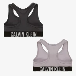 Calvin Klein Girls Grey Cotton Bralettes (2 Pack) New