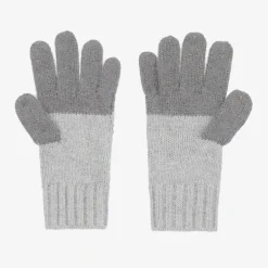 Boboli Girls Grey Cotton Knit Gloves