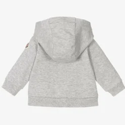 Moncler Enfant Girls Grey Cotton Zip-Up Logo Top Outlet