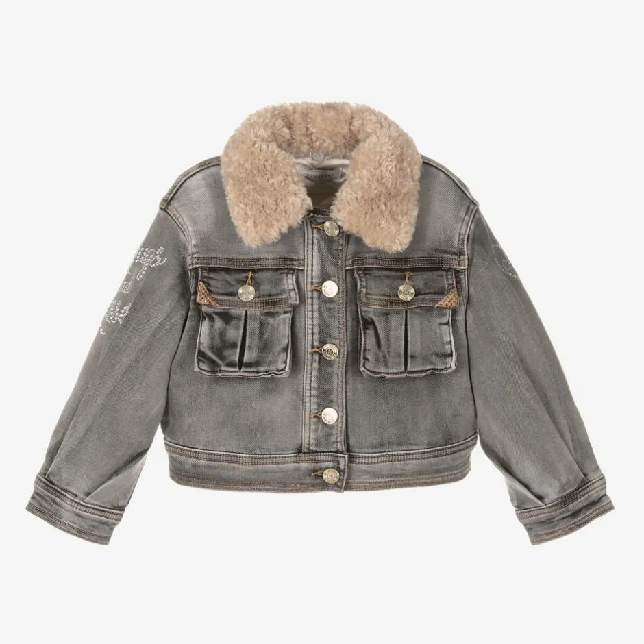 Monnalisa Girls Grey Denim Disney Jacket