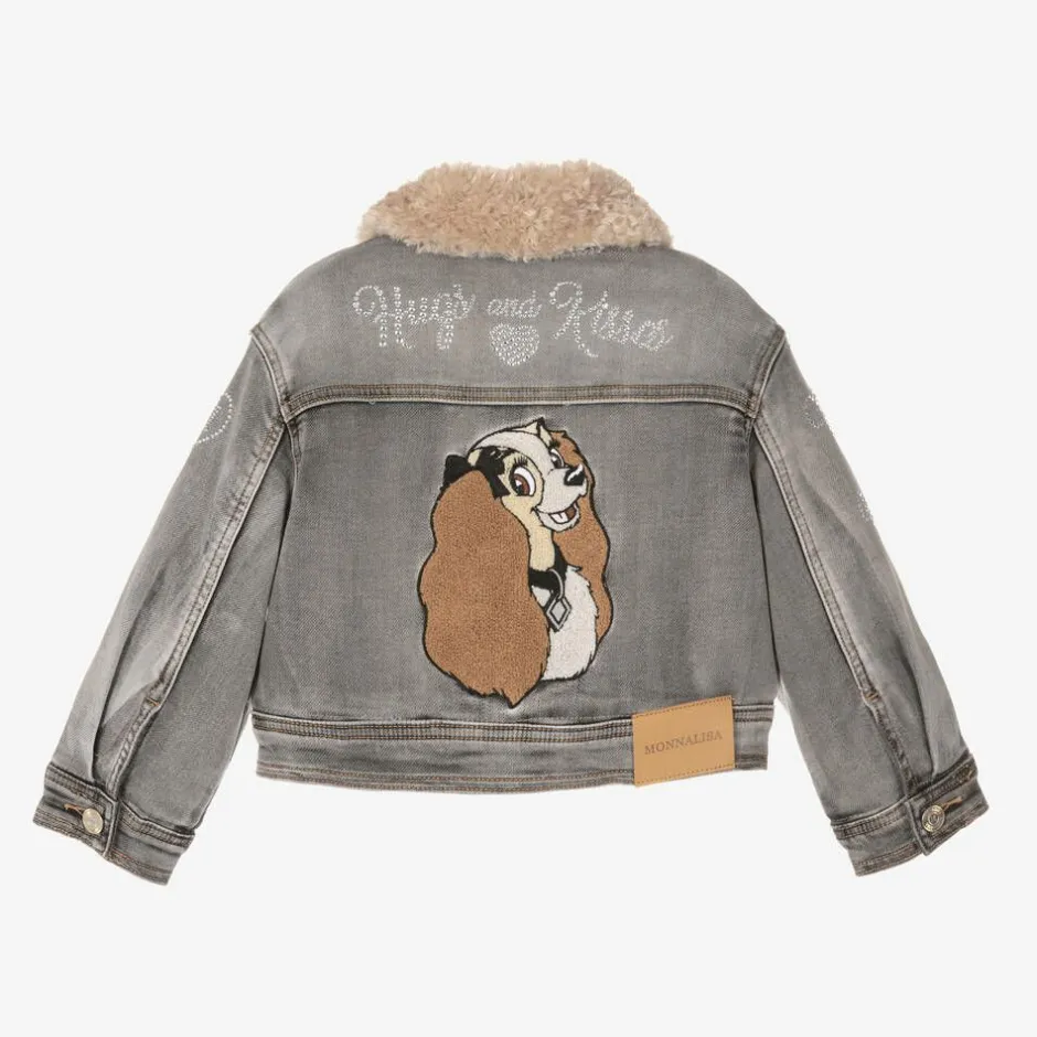 Monnalisa Girls Grey Denim Disney Jacket