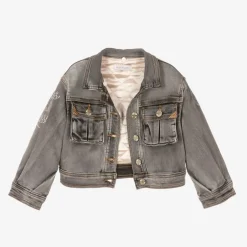 Monnalisa Girls Grey Denim Disney Jacket