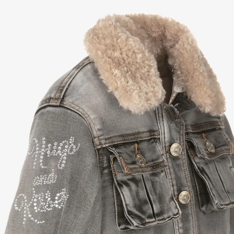 Monnalisa Girls Grey Denim Disney Jacket
