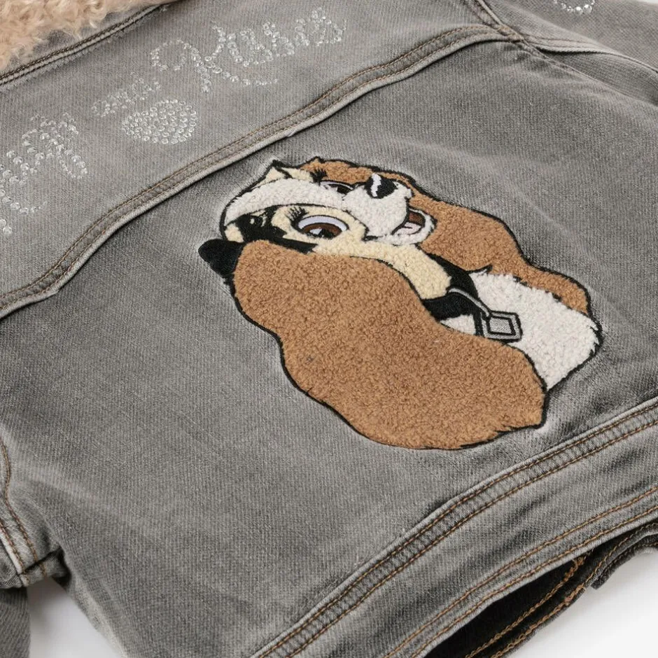 Monnalisa Girls Grey Denim Disney Jacket