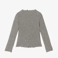 NAME IT Girls Grey Diamanté Bow Top Clearance