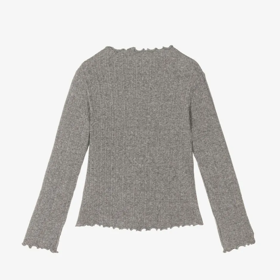 NAME IT Girls Grey Diamanté Bow Top Clearance