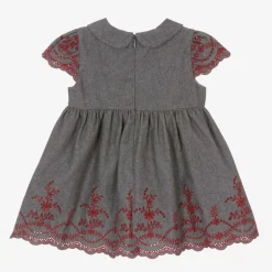 Patachou Girls Grey Embroidered Dress New