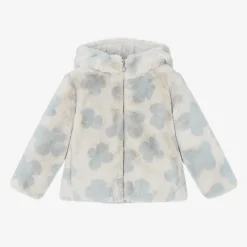 Mayoral Girls Grey Faux Fur Flower Jacket Best