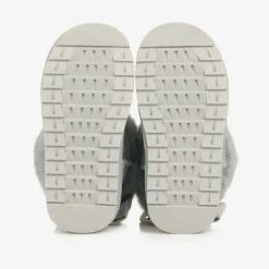 Monnalisa Girls Grey Faux Suede & Fur Trim Boots Outlet