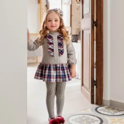 Miranda Girls Grey Jersey Tartan Dress Sale