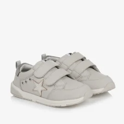 Old Soles Girls Grey Leather & Mesh Velcro Trainers New