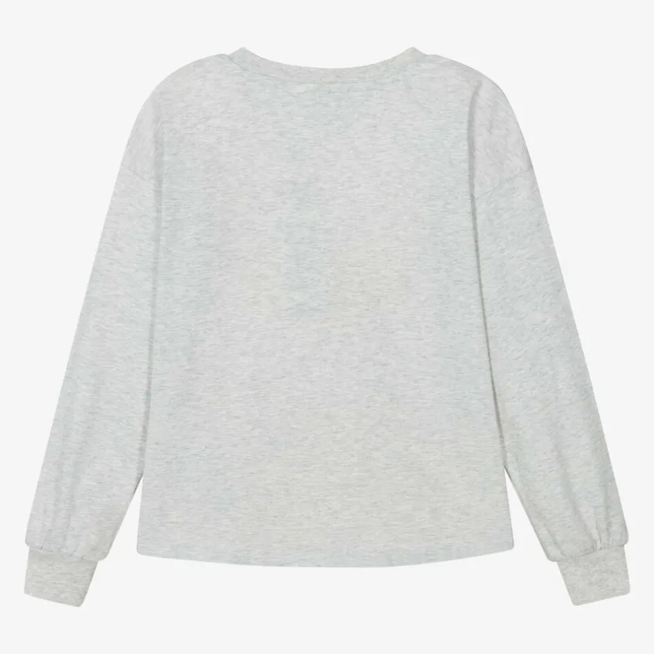 Molo Girls Grey Organic Cotton Cat Top New