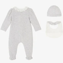 Paz Rodríguez Girls Grey Velour Babygrow Set Sale