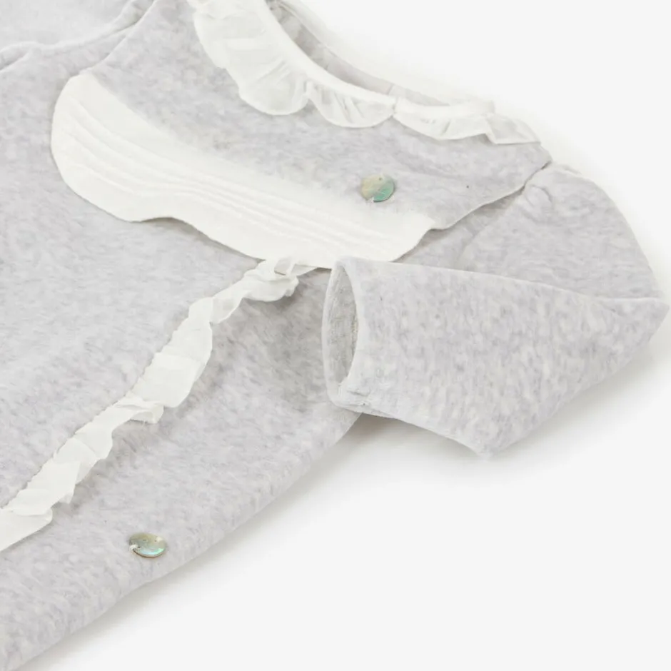 Paz Rodríguez Girls Grey Velour Babygrow Set Sale