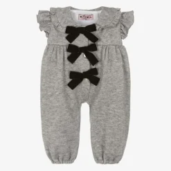 Phi Clothing Girls Grey Viscose Knit Bow Jumpsuit Sale