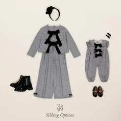 Phi Clothing Girls Grey Viscose Knit Bow Jumpsuit Sale