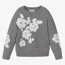 Tartine et Chocolat Girls Grey Wool Knit Jumper Discount
