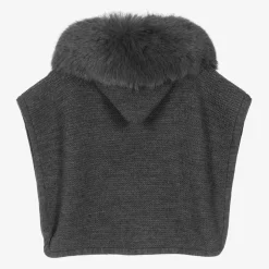 Paz Rodríguez Girls Grey Wool Knit Poncho Best