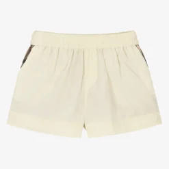 Burberry Girls Ivory & Beige Checked Shorts Online