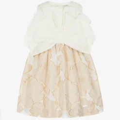 Jessie and James London Girls Ivory & Gold Floral Jacquard Dress Online